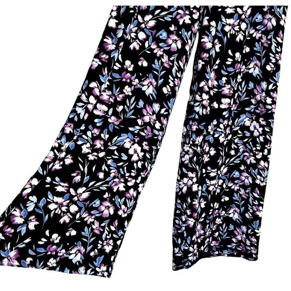 Kendall & Kylie Palazzo Purple Pant Floral Print High Waisted Multicolor Wide - Picture 12 of 15